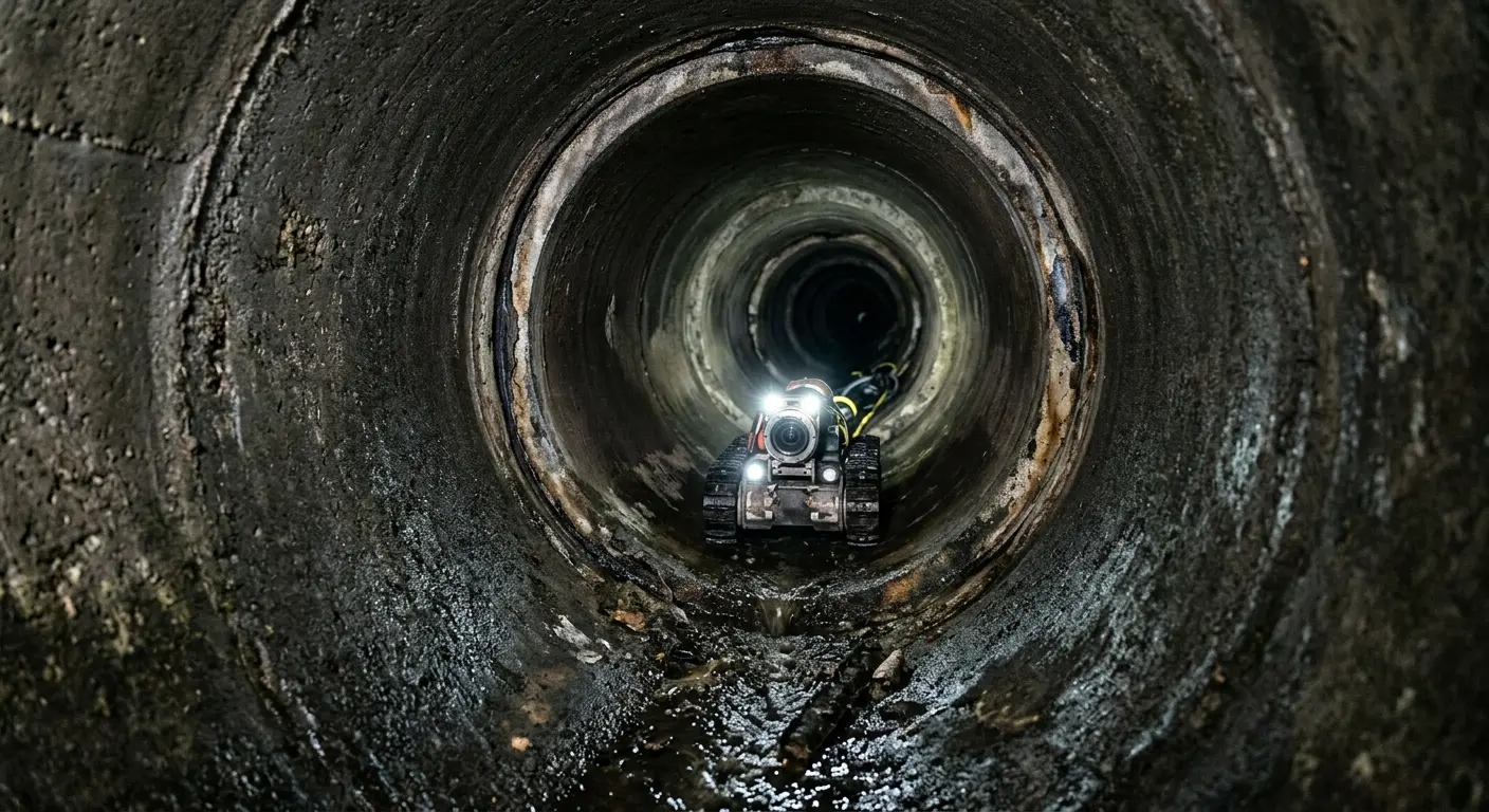 Robotic sewer camera inspecting pipe interior for Drain Snake Service in Southchase